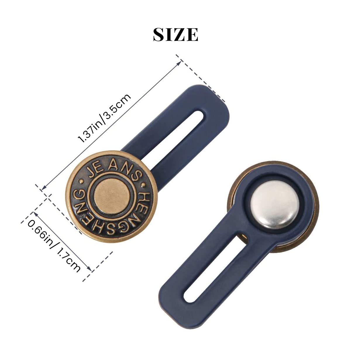 HASTHIP 6pcs Pants Waist Button Extender, Flexible Jeans Adjustable Buttons, Metal No Sew Detachable Buttons for Jeans Pants Waistband Expander