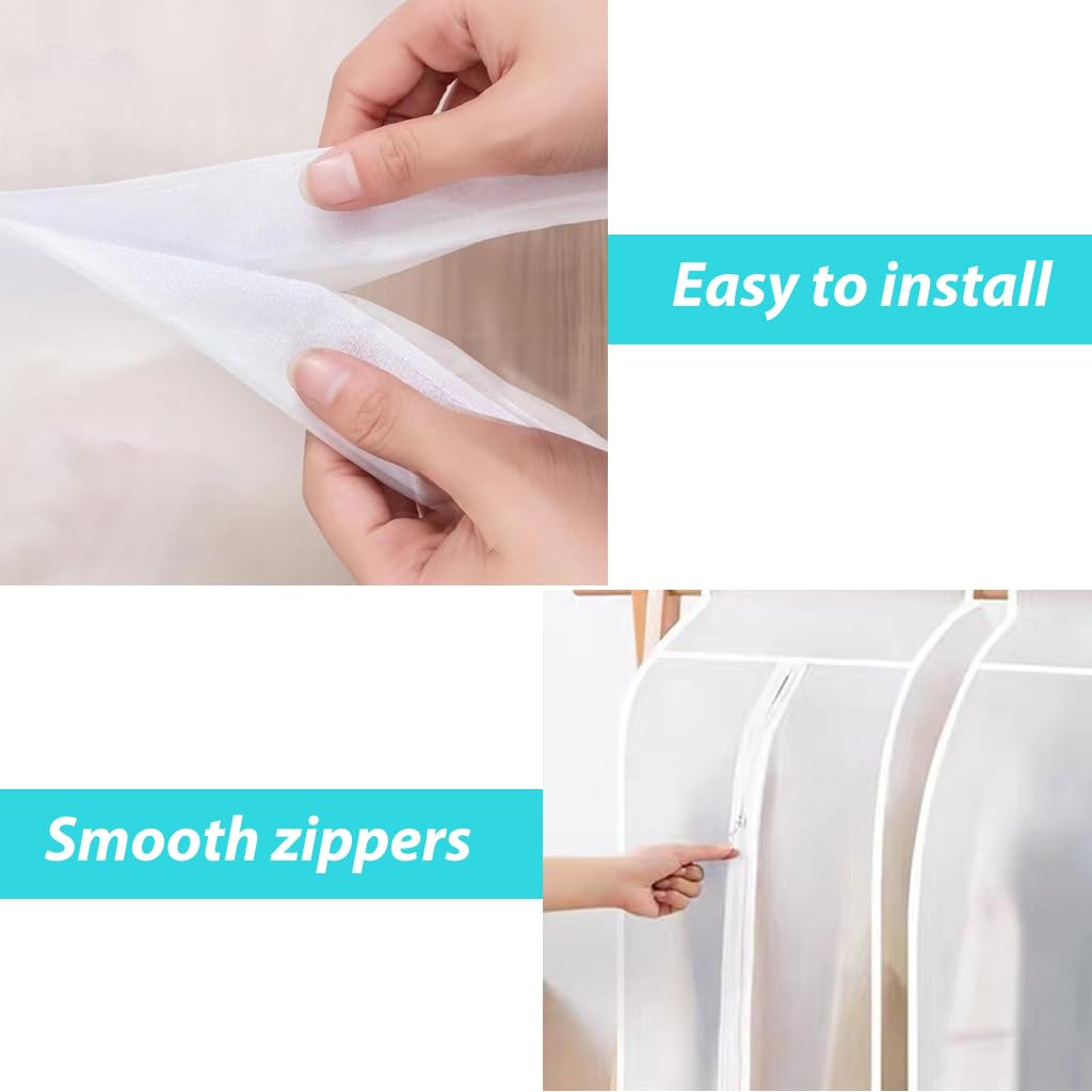 HASTHIP Wardrobe Hanging Clothes Storage Bag, 43 Inches Hanging Garment Bags for Clothes Garment Protector Rack Cover for Suit, Coat, Gusseted Garment BagBottom Enclosed