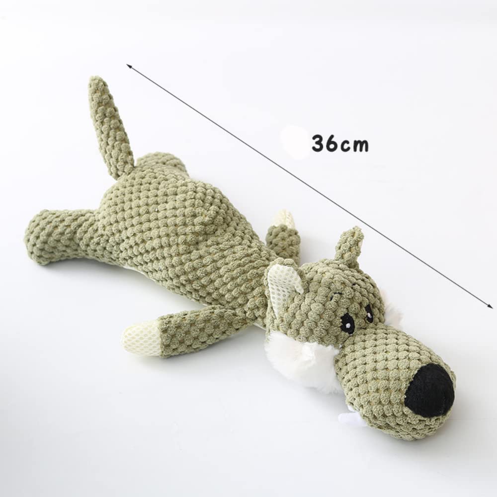 Qpets Dog Toys Pet Cartoon Stuffed Toy Squeaky Puppy Toy Plush Toy Chew Toys for Small Medium Size Dogs-Cartoon Dog Accessories for Puppy (Wolf Length 40cm)