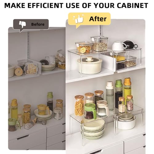 HASTHIP® Acrylic Cabinet Organizer, Desk Countertop Organizer, Stackable Shelves for Pantry Kitchen Storage and Organization