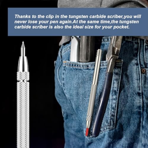 Serplex® 6PCS Tungsten Scribers with 10 Interchangeable Tips Anti-Slip Pocket Scriber with Strong Magnet Cap Multipurpose Carbide for Glass Ceramics Metal Sheet