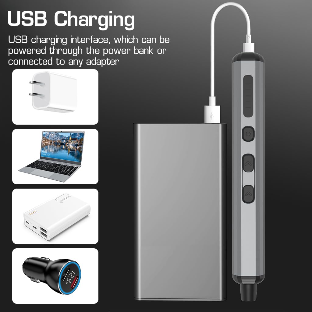 Serplex Mini Electric Screwdriver with 64 Bits Precision Electric Screwdriver with 5 Adjustable Torques & LED USB Rechargeable Electric Screwdriver for Repairing, DIY Projects