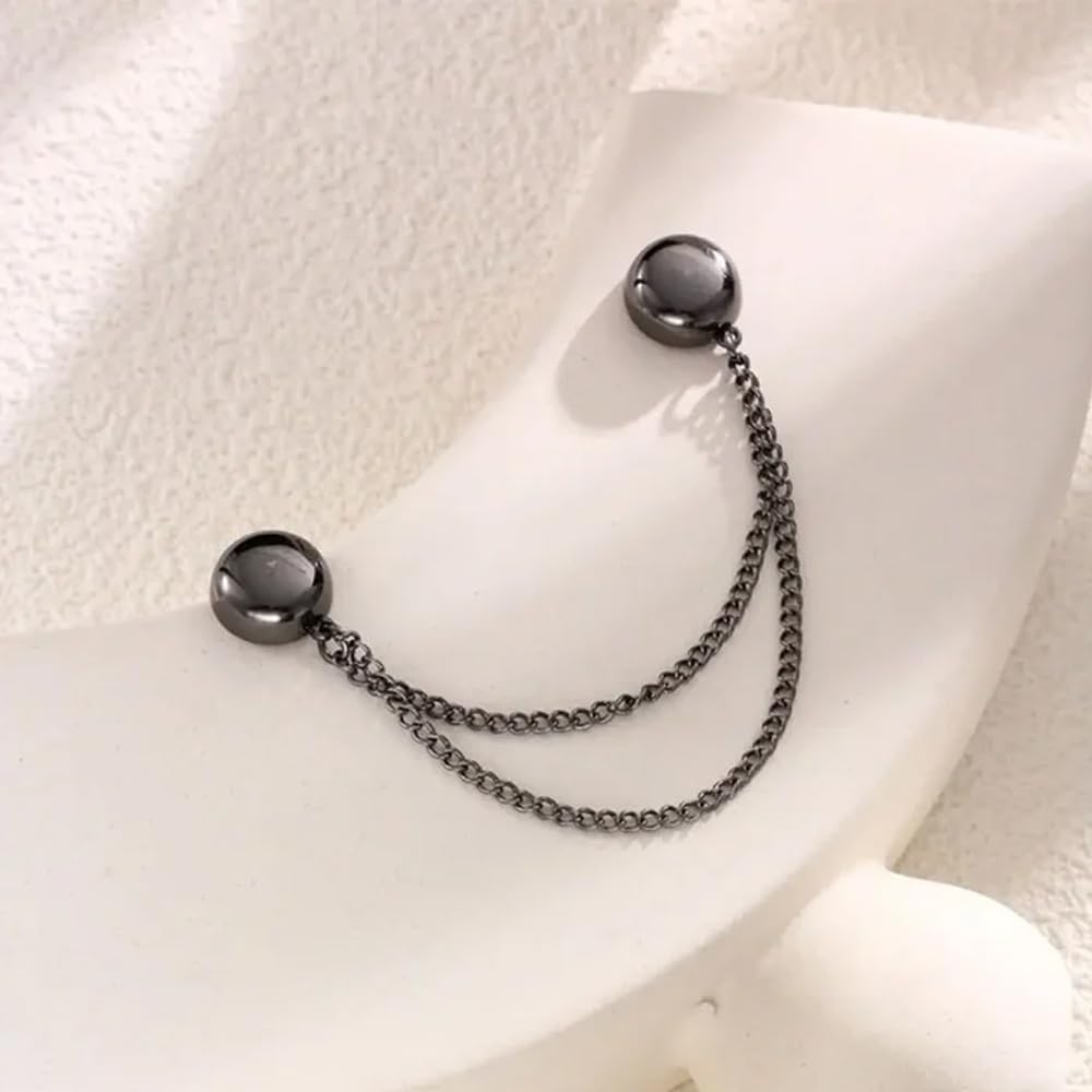 HASTHIP 4Pcs Magnetic Clothing Clip, Metal Pinless Brooch Clothes Hijab Magnets Chain, Magnetic Cuff Holder, Multi-Purpose Pant Buttons Clips for Shirts, Blazer, Trousers (4 Colors)