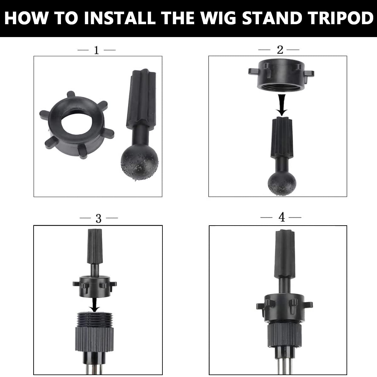 MAYCREATE Mannequin Head Stand, Retractable Mannequin Head Holder Tripod Stand Adjustable Wig Display Stand for Long Hair Wig, Short Hair Wig, Hair Wig Stand Tripod for Hairdressing Training