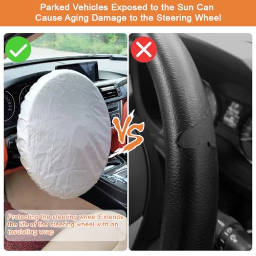 STHIRA® Car Steering Wheel Cover Sun Shade,Silver-Coated Cloth Car Wheel Cover for Blocking Sun & Heat,Universal 42cm for Cars Trucks Suvs dustproof-Silver
