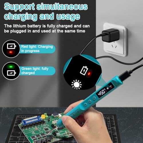 Serplex® USB Cordless Soldering Iron Pen Kit 12W LCD Electric 200-450°C Temperature Adjustment Quick Pre Heat Portable with Stand Tool Box 2PCS