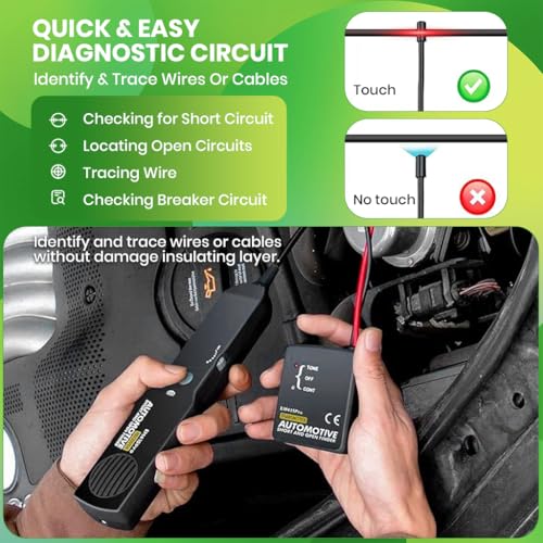STHIRA® Circuit Tracer with Storage Bag Automotive Short Finder Ethernet Wire Tracker Network Cable Tester Portable Line for Miss Wiring Disorder Cable Open 3PCS