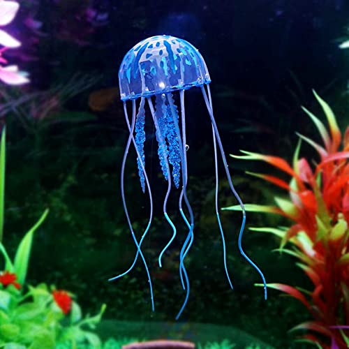 Qpets® 9PCS Fluorescence Jellyfish Ornament Decoration for Aquarium Fish Tank Artificial Silicone Decor Floating Accessories