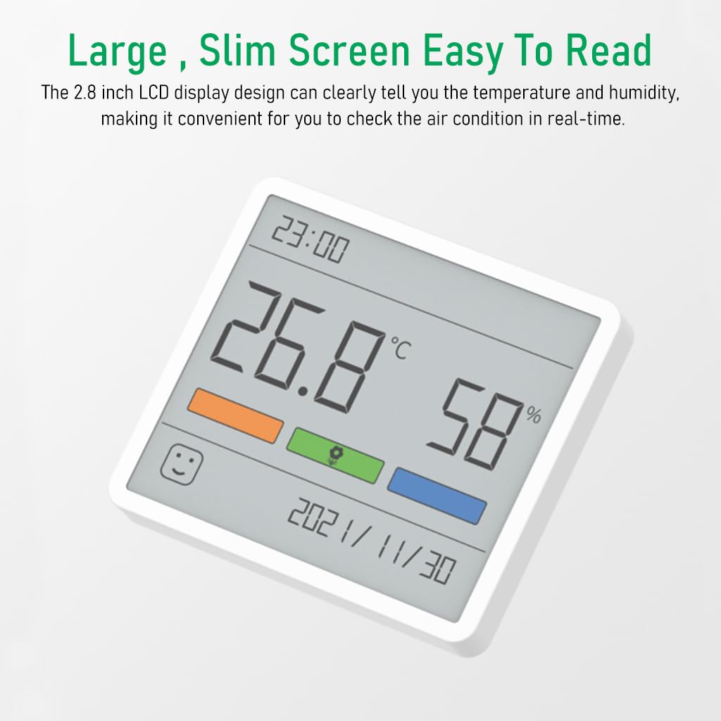 HASTHIP Humidity Temperature Thermometer 2.8'' LCD Digital Temperature Room Hygrometer Gauge Accurate Humidity Meter for Indoor Thermometer Temperature Monitor for Home Office Green House