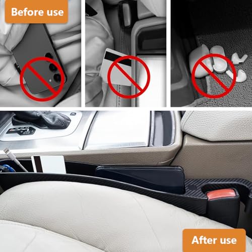 STHIRA® 4PCS Car Seat Gap Filler Organizer Universal Fit for Cars SUVs Trucks 16.5 Inch Anti-Drop Front Seat with Phone Charging Cable Hole Easy Clean Prevents Item Loss