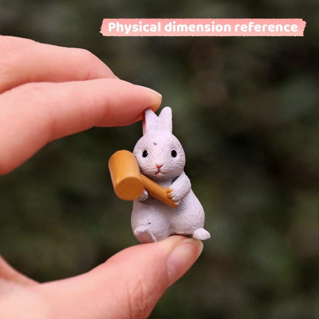 HASTHIP 12 Pcs/Set Rabbit Miniature Decorative Showpiece, Fairy Garden Miniature Rabbit Figure Mini Bunny Animal Figures Crafts Ornament Accessories for Home Décor