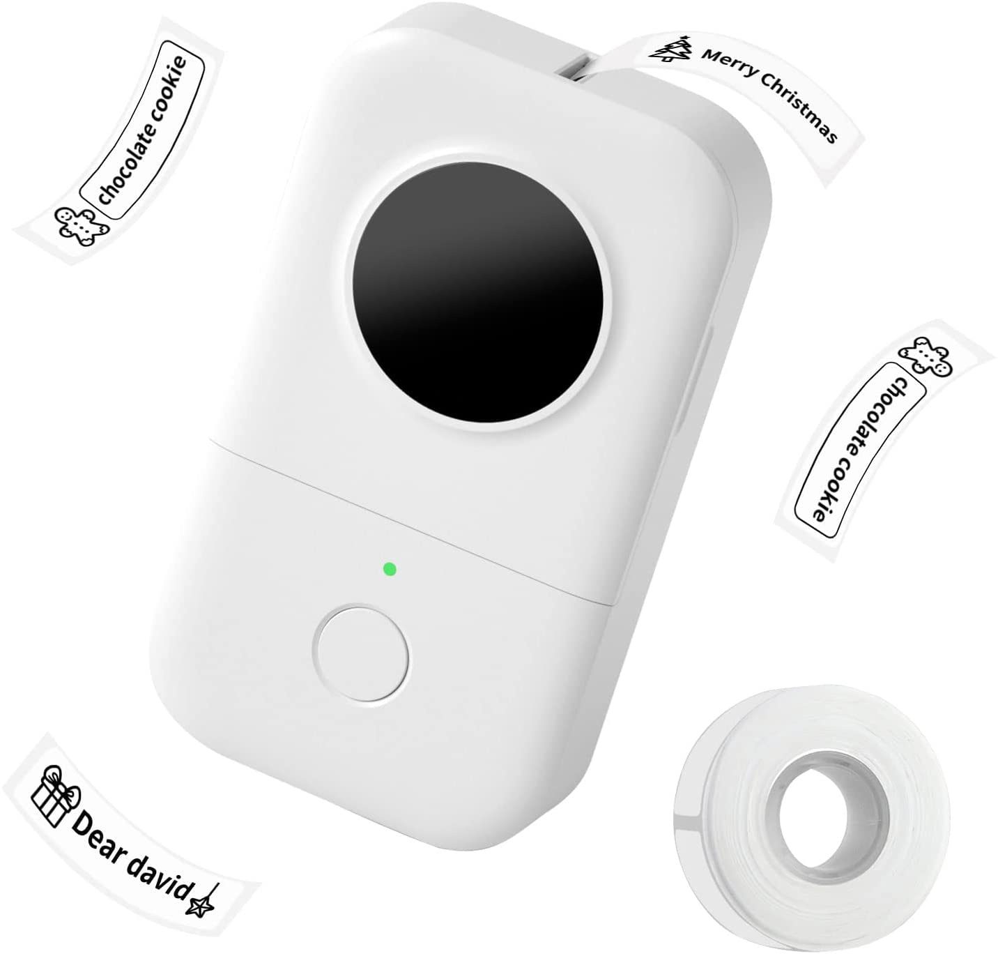 HASTHIP D30 Label Maker,Sticker Maker Machine with One Tape Inkless Small Bluetooth Label Printer for iOS and Android Thermal Inkless Printer for Home Office-White