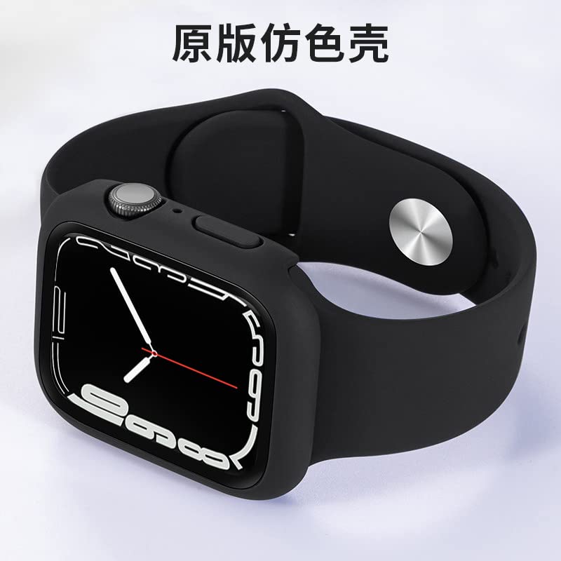 ZORBES Hard Cover Compatible Apple Watch Series 7, Hard Case 41mm Case with Built-in Tempered Glass Screen Protector Protective Face Bumper Case Cover(Black)