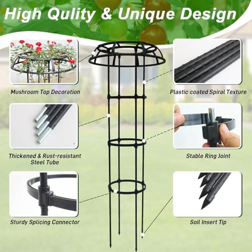 HASTHIP® Upright Trellis for Climbing Plants Garden Creeper Plant Support Steel Pipe Adjustable Outdoor Indoor 135 CM Trellis 2 PCS