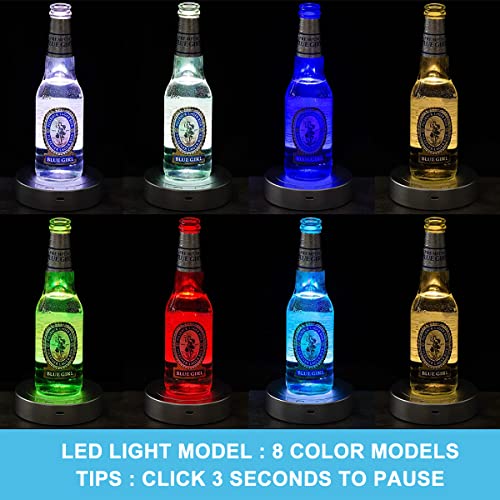HASTHIP® 3PCS Rotating Display Stand with Colored Lights Lighted LED Base for Glass Art 4 Revolving 8 Light Modes USB Charging Battery-Operated Without