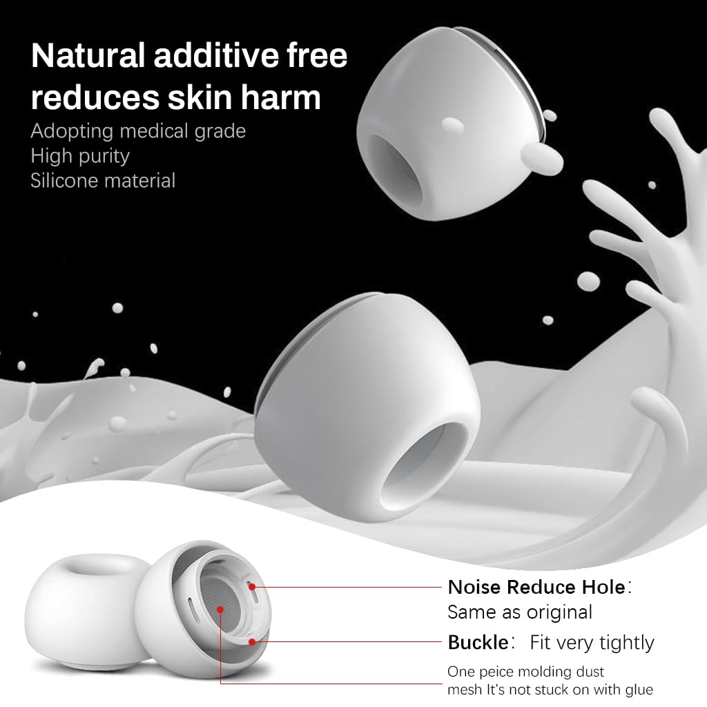 ZORBES 4 Pairs Ear Tips for Air-Pods Pro and Air-Pods Pro 2, Silicone Anti-Slip Earbuds Eartips, Silicone Cover for Air-pods Pro, Silicone Replacement Ear Tips for Air-PodsPro & Pro 2, XS/S/M/L