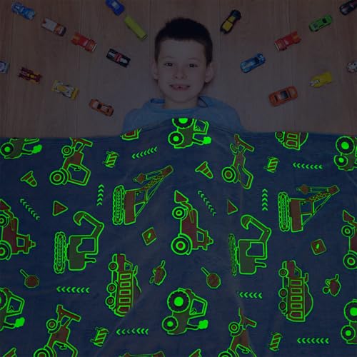 HASTHIP® Flannel Blanket Glow in The Dark Blanket Cartoon Print Blanket for Kids, 60''x78''Soft Plush Flannel Blanket for Party Night Comforter Blanket for Kids Fun Luminous Blanket