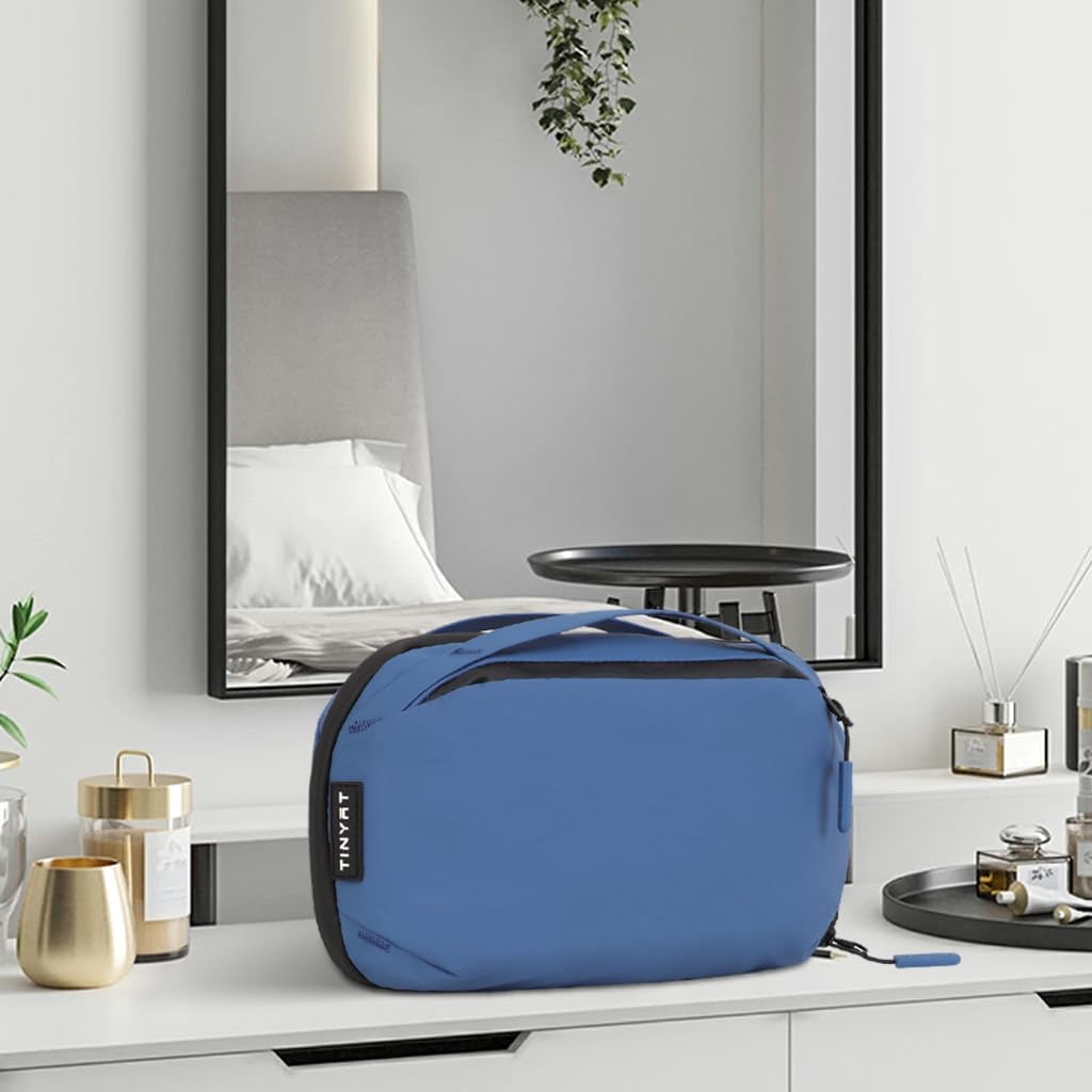 ZIBUYU Utility Pouch Bag Multi-layer Large Capacity Waterproof Organizer Zipper Pouch with Handle Multi-purpose Storage Pouch Travel Data Cable Organizer Bag Toiletry Bag, Blue