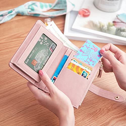 PALAY Small Purses for Women PU Leather Bifold Wallet Card Organizer Girl Wallet Solid Color Women Purse Viberant Blue Wallet for Girls