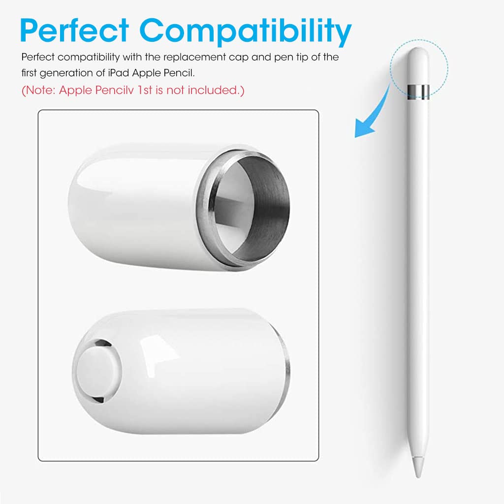ZORBES 2Pack Replacement Nib for Apple Pencil 1st Gen with Magnetic Cap, Pen Nibs for iPad Pro Pencil (Pencil Not Included, 1 Cap 2 Nibs)