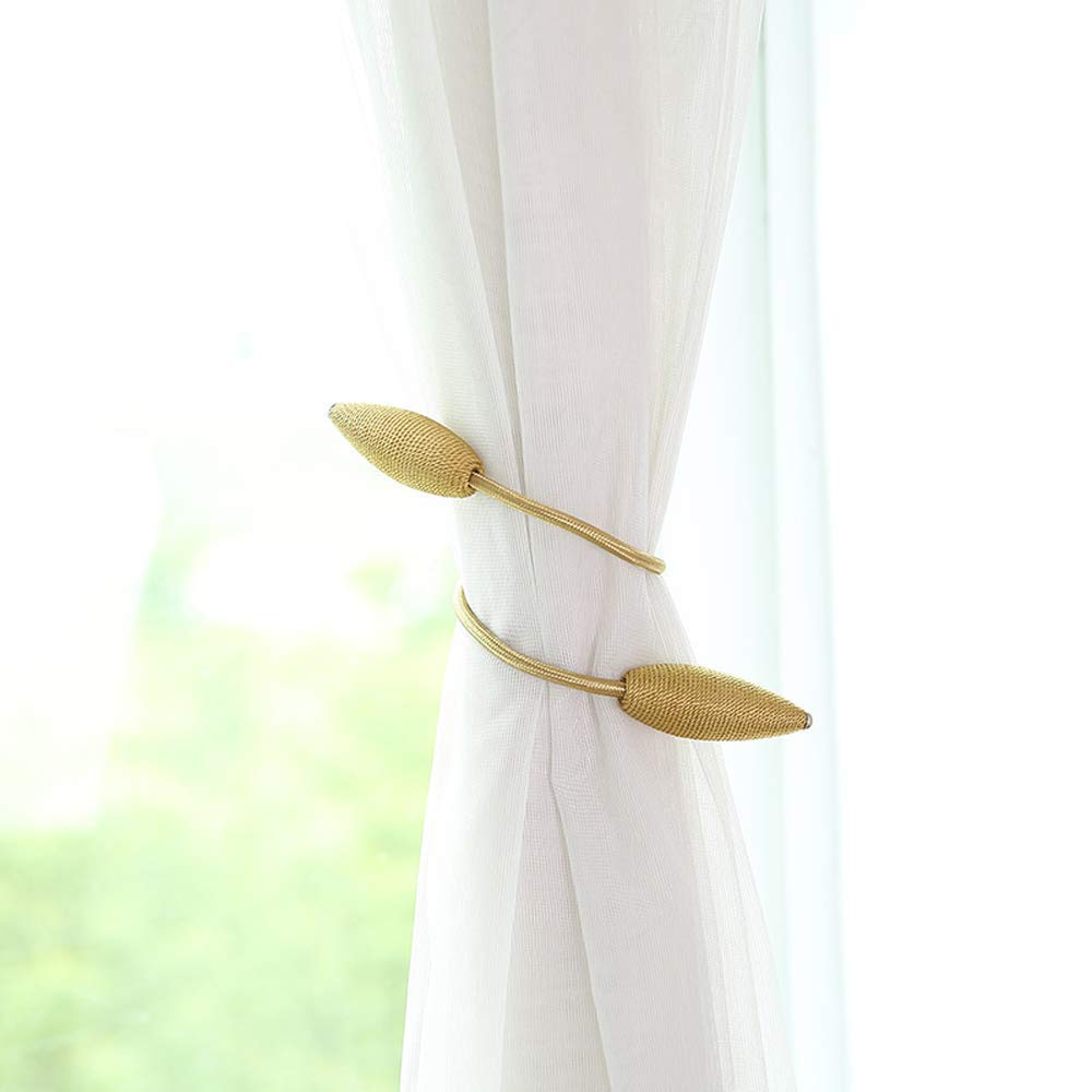 Supvox Curtain Tiebacks Alloy Solid Free Size Curtain Holders Tieback Decorative Unique Design Drape Tie Backs, Pack of 2, gold, blackout