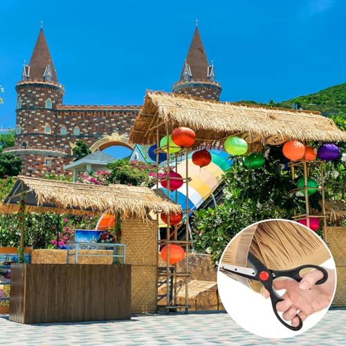 HASTHIP® Artificial Thatch Trim for Mexican Tiki Hut Grass Skirting Roof Yellowish Hawaii for Outdoor Bar Fence Party Interior Decor 40 * 100cm 3PCS