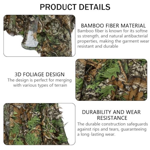 Proberos® Ghillie Suit Camouflage Accessories 3D Leaf Woodland Poncho Hunting Clothing for Bird Watching Military Training Outdoor Photography 3 PCS