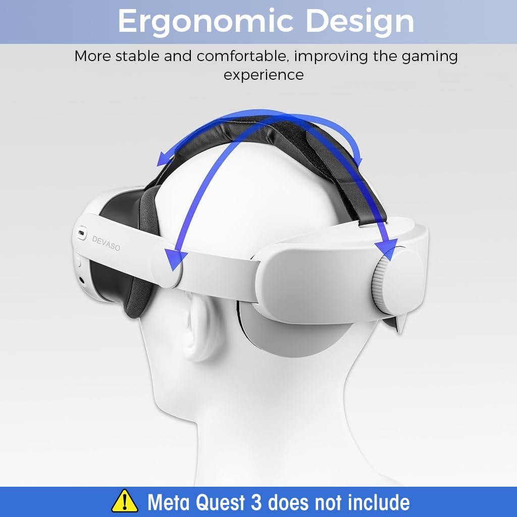 Verilux Adjustable Head Strap for Oculus Quest 3 Replacement Elite Strap for Meta Quest 3 Enhanced Support Lightweight Skin-Friendly Head Strap for Meta Quest 3, No Meta Quest 3 Included