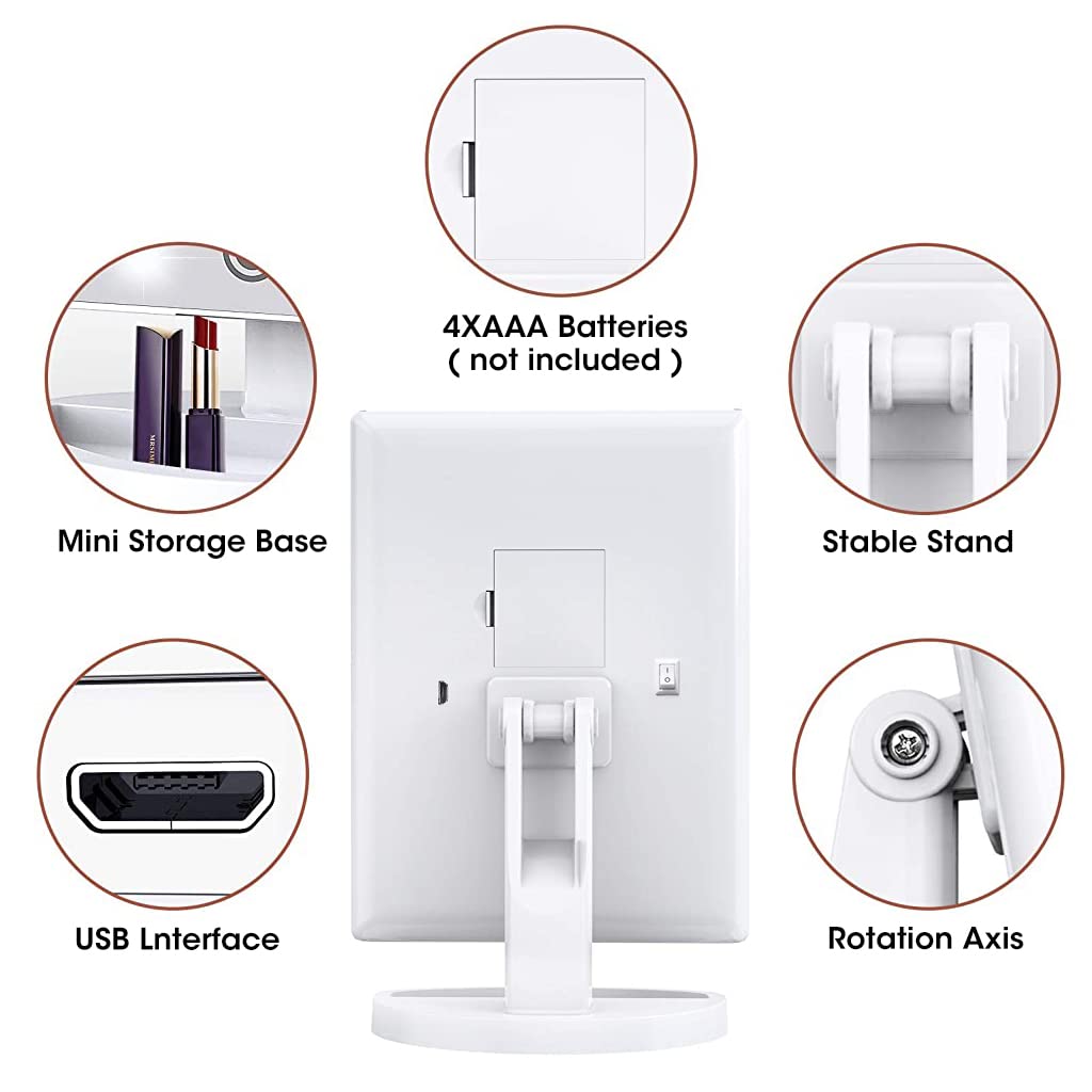 MAYCREATE LED Makeup Mirror 3-Sided Vanity Mirror Fold-up Makeup Mirror with 1X 2X 3X 10X Magnifying, Touch Button Control, USB/Battery Powered LED Makeup Mirror