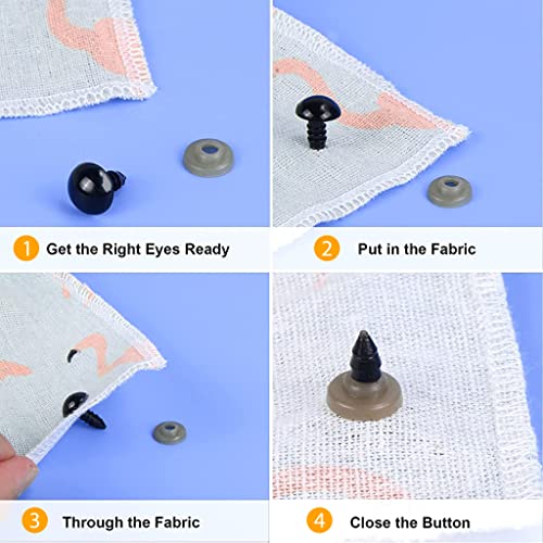 ZIBUYU 135PCS Safety Eyes with Washers for Doll, Craft Eyes Black Stuffed Animal Eyes Kawaii Eyes for Teddy Bear Crochet Plush Animal DIY Making