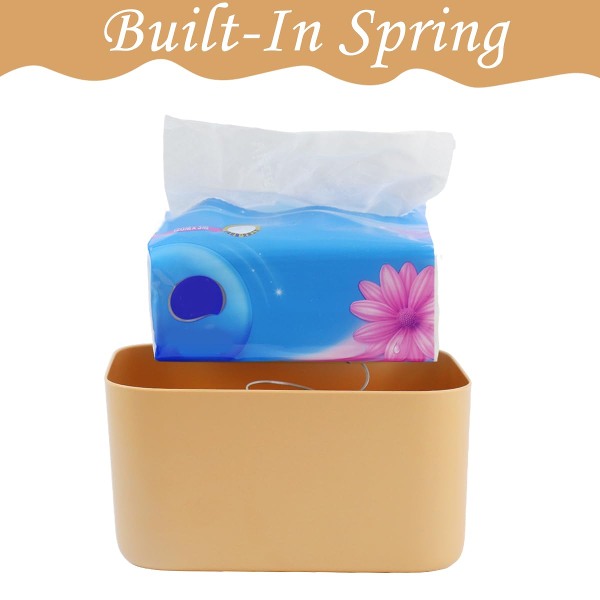 HASTHIP Kawaii Tissue Paper Box Cover for Disposable Paper Facial Tissues, Tissue Paper Case Dispenser Spring/Loaded Tissue Box for Home, Office, Car(25x16x12cm)