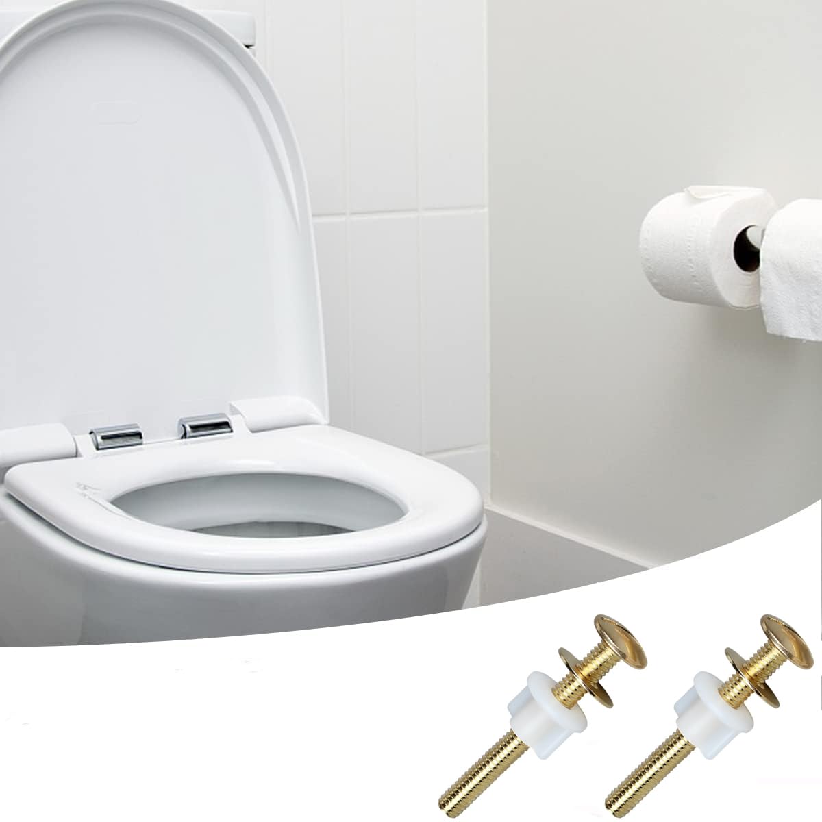 Serplex 2Pcs Toilet Seat Screws, Steel Toilet Seat Bolts Screws Set Heavy Duty Toilet Seat Fastener with Plastic Nuts and Metal Washers, Toilet Hardware Replacement for Top Mount Toilet Seat Hinges