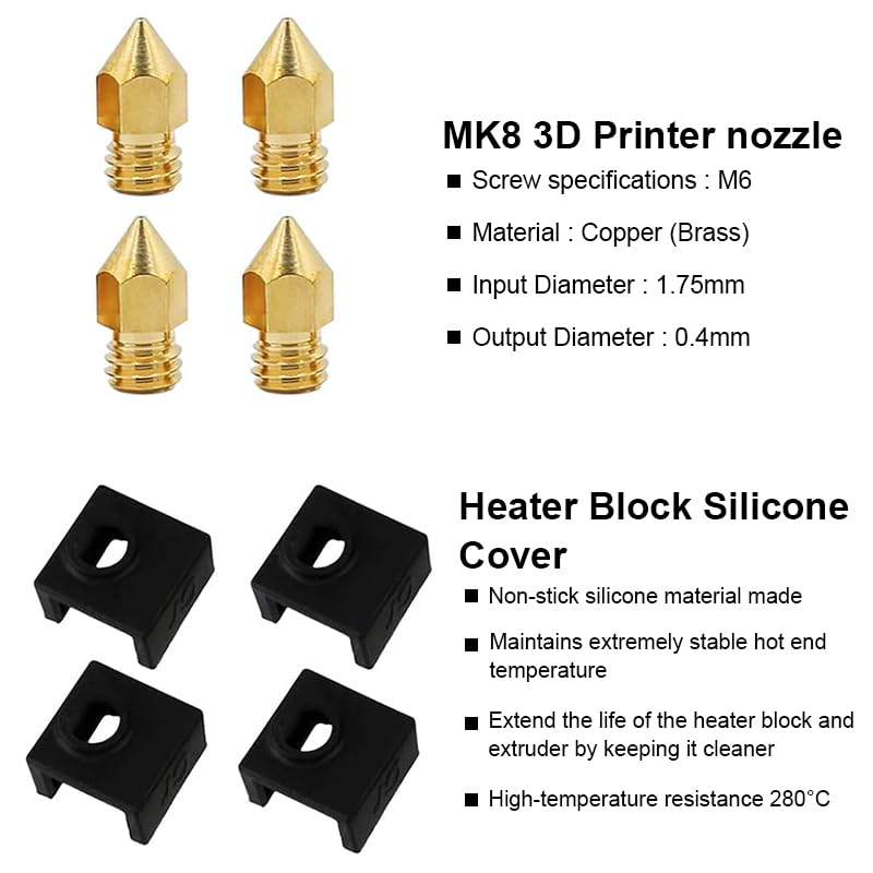 Serplex 3D Printer Accessories for Ender 3 /Pro/V2 3D Printer Assembled Extruder MK8 HotEnd Kit 24V with 0.4mm Nozzle Upgrade with Low Friction Creality