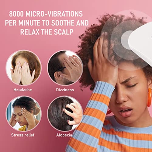 HANNEA Electric Scalp Massager, Vibrating Silicone Hair Comb Massager for Stress Relief Hair Growth, Scalp Massage Comb, Battery Powered Electric Scalp Scrubber Massager