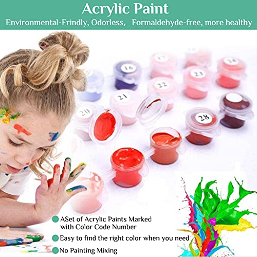 HASTHIP® DIY Oil Painting Acrylic Figures Paint by Number Adult with 3X Magnifier Card Printed Multicolor 2 PCS