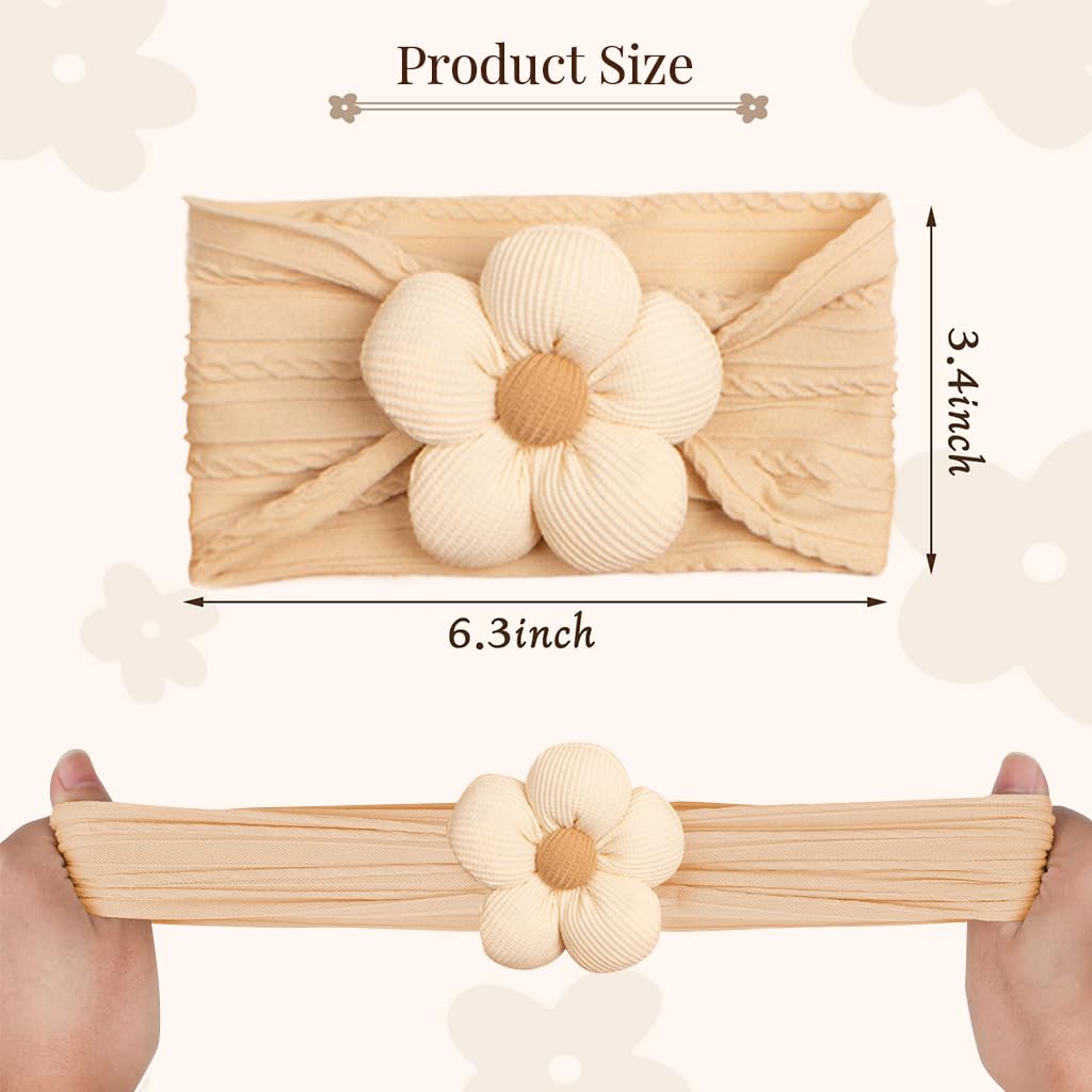 PALAY 5 Pcs Baby Flower Headbands Baby Girls Nylon Headbands Soft Hairbands Hair Accessories for Newborn Infant Toddler Kids