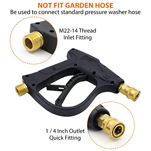 HASTHIP Car Pressure Washer Gun with 5 Pressure Nozzle Tips and Adjustable Foam Cannon 1 Liter Bottle Snow Foam Lance, Brass Thread With 1/4