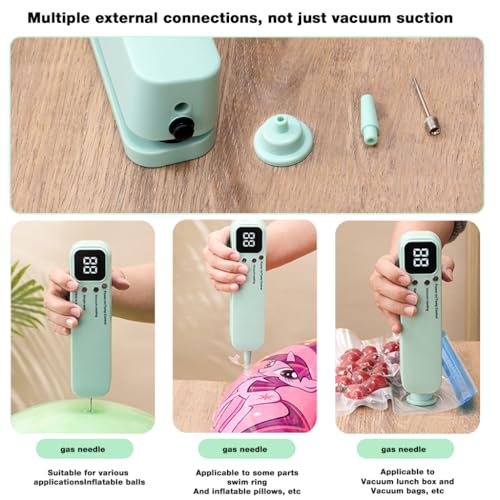 HASTHIP® Mini Vacuum Sealer for Food, 3 in 1 Cordless Rechargeable for Dry/Moist Food Storage with 4 Snack Bags, Green