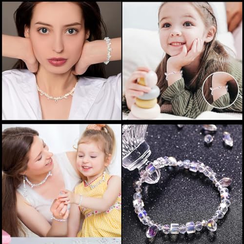 SANNIDHI® 600PCS Glass Crystal Beads for Jewellery Making AB Set Clear for Bracelet Necklace DIY Crafts Shining Faceted Spacers