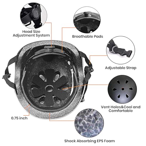 Proberos® Helmet Cycling for Teens Adults Biking Adjustable Chin Strap ABS Shell with EVA Foam Cushioning Lining Safety for Skating Indoor Rock Climbing Skateboarding M 2PCS