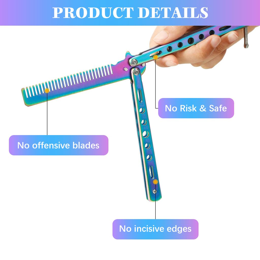 Proberos 1 Pieces Combs Stainless Steel Folding Practice