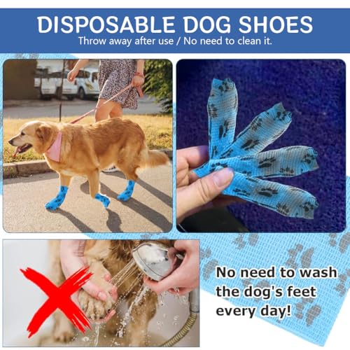 Qpets® 18PCS Dog Bandages Self-Adhesive Pet with Cute Paw Print Design Waterproof Non-Woven Cat Injury Recovery Wrap Lick-Proof Breathable 10x5.4cm Total Length 4.5M