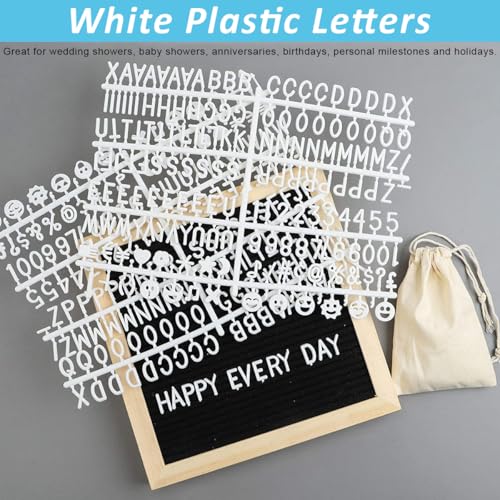 OFIFO® Double Sided Felt Letter Board with 889 Pre-Cut White Plastic Letters 10 x 10 Home Decor Memo for Sign Announcement Wall Changeable 2 PCS