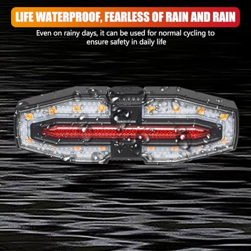 Proberos® Waterproof Bike Tail Turn Signal Light with Remote Control High Brightness Dual Color LED Warning 3 Modes USB Rechargeable for Motorcycle 2PCS