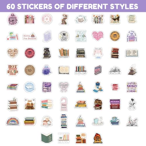 OFIFO® 60 Sheets Holographic Book Fragrance Stickers Set, Travel Stickers for Laptops, iPad, Tablets, Water Bottles, Notebooks, Guitars, Luggage, 3-6.5cm