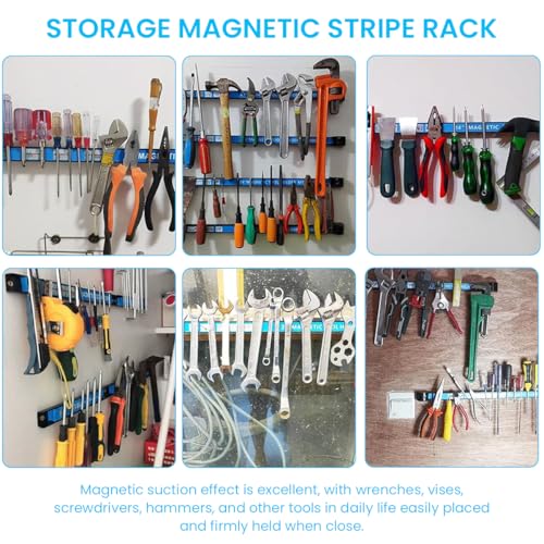 Serplex 18 Inches Magnetic Tool Holder Strong Magnetic Tool Organizer Bar Heavy Duty Multi Tool Holder Wall Mount Screw Fixed Magnetic Tool Holder