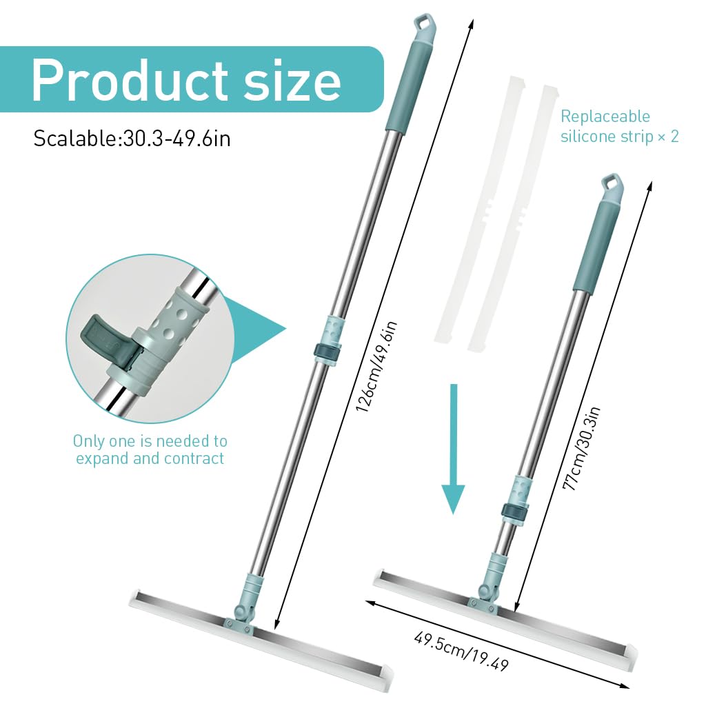 HASTHIP Bathroom Floor Silicone Broom Squeegee Silicone Floor Sweeping Squeegee Broom 19.6 inches Width Silicone Strip Broom Spotless Floor Broom Rotatable Floor Water Sweeping Squeegee