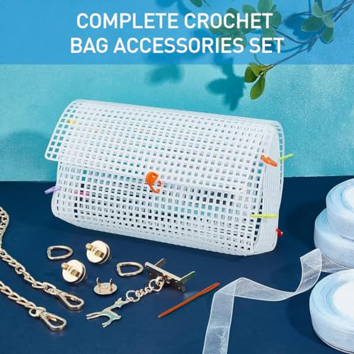 HASTHIP® DIY Knitting Crochet Bags Kit Plastic Canvas Mesh Sheets for Embroidery Cross Stitch Women Handmade Bag Making Accessories White 3PCS