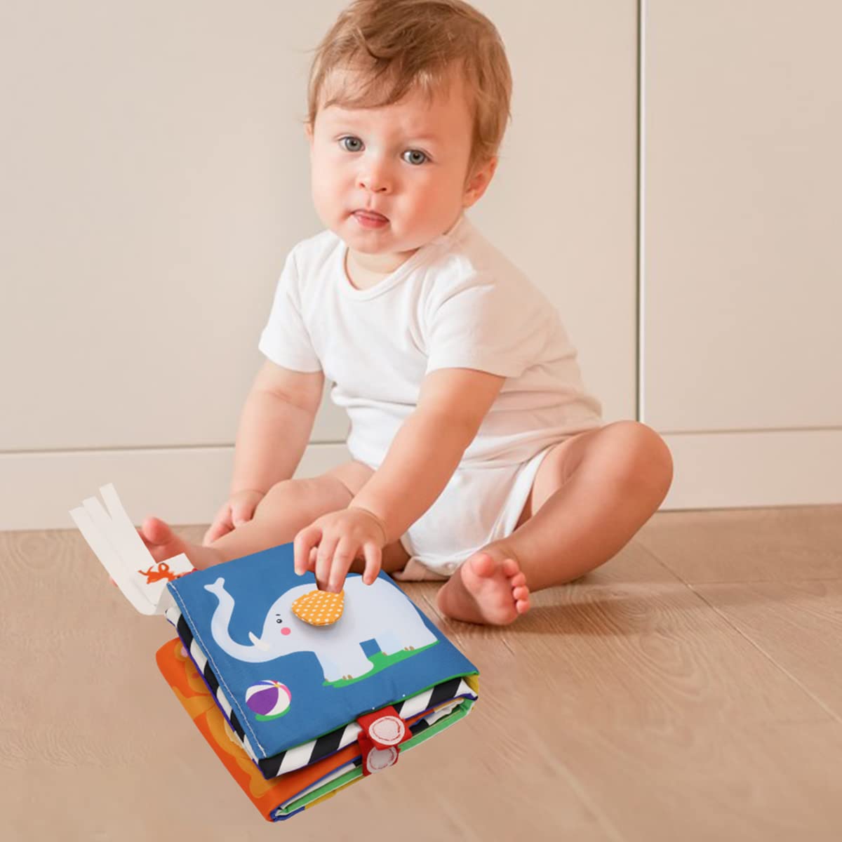 PATPAT® Cloth Books for Babies, Baby Cloth Book Double Side Infant Tummy Time Toy Tear Resistance Hangable Cloth Book On Cradle for Toddler Visual Development Toy for Toddler 6-12 Month Toys