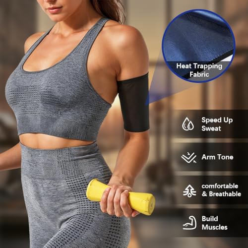 HANNEA® 1PC Women's Arm Trimmers Fat Reducer Bands Sauna Sweat Shaper Compression Sleeve Toner for Sports Workout S-M 2 PCS